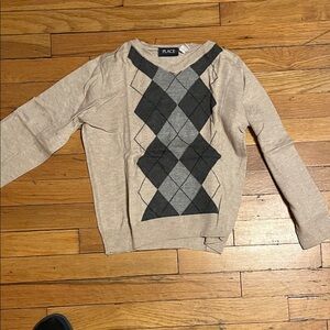 PLACE Kids Argyle Sweater - Beige and Gray